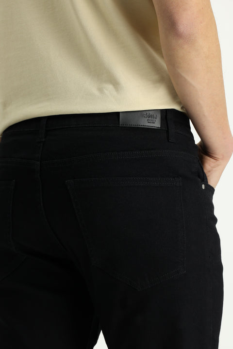 Black Regular Fit Standard Cut Lycra Denim Pants