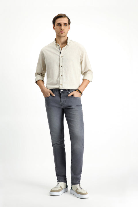 Medium Gray Slim Fit Stretch Denim Pants