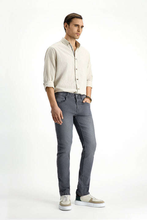 Medium Gray Slim Fit Stretch Denim Pants