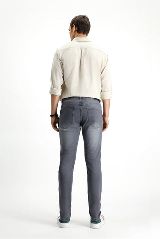  Orta Gri Slim Fit Dar Kesim Likralı Denim Pantolon