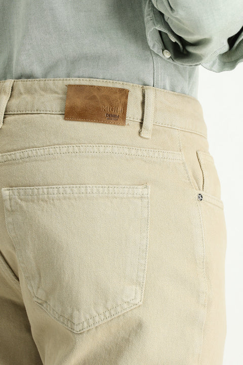 Camel Regular Fit Standard Cut Denim Cotton Trousers
