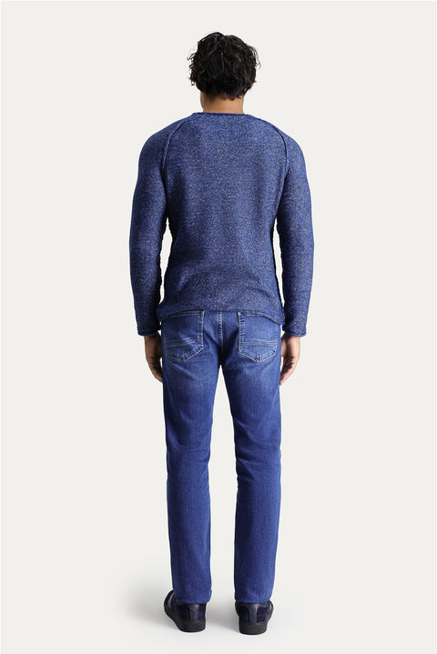 Medium Navy Super Slim Fit Extra Narrow Cut Lycra Denim Trousers