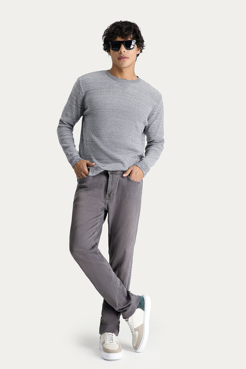 Mid Grey Super Slim Fit Extra Narrow Cut Lycra Denim Trousers