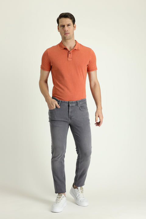 Mid Grey Super Slim Fit Extra Narrow Cut Lycra Denim Trousers