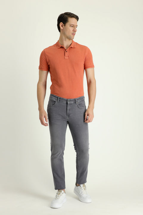 Mid Grey Super Slim Fit Extra Narrow Cut Lycra Denim Trousers