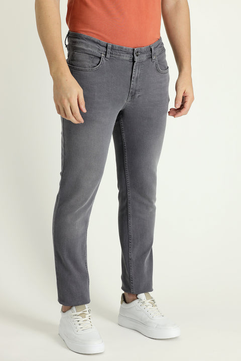 Mid Grey Super Slim Fit Extra Narrow Cut Lycra Denim Trousers