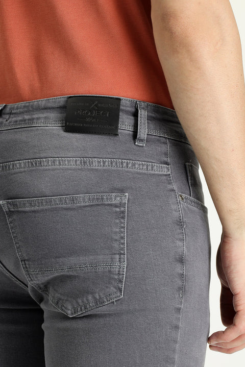 Mid Grey Super Slim Fit Extra Narrow Cut Lycra Denim Trousers