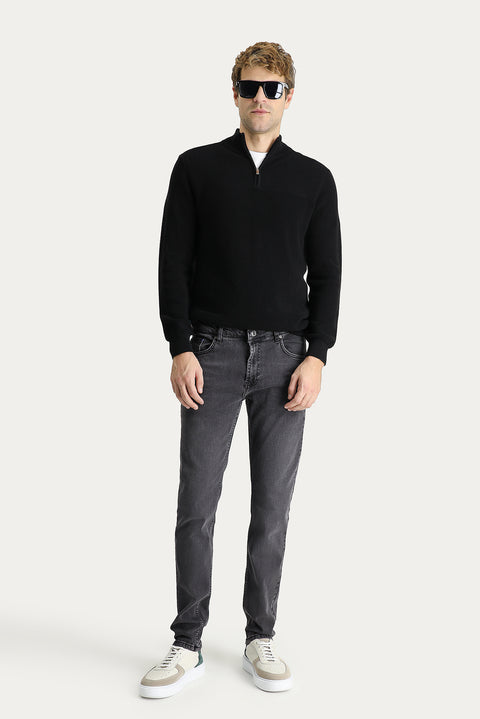 Dark Anthracite Super Slim Fit Extra Narrow Cut Lycra Denim Pants