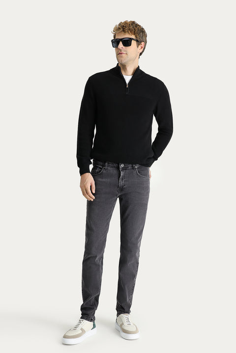 Dark Anthracite Super Slim Fit Extra Narrow Cut Lycra Denim Pants