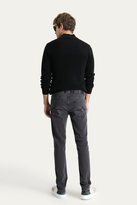 Dark Anthracite Super Slim Fit Extra Narrow Cut Lycra Denim Pants