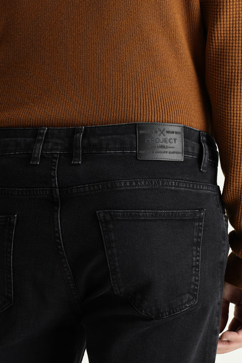 Siyah Regular Fit Standart Kesim Likralı Denim Pantolon