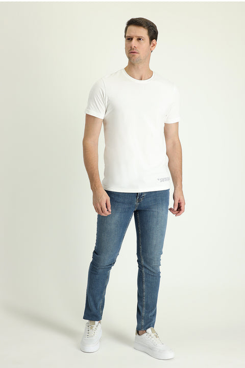 Blue Super Slim Fit Extra Narrow Cut Lycra Denim Pants