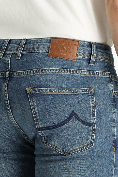 Blue Super Slim Fit Extra Narrow Cut Lycra Denim Pants