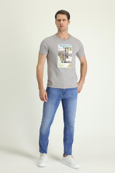 Blue Super Slim Fit Extra Narrow Cut Lycra Denim Pants