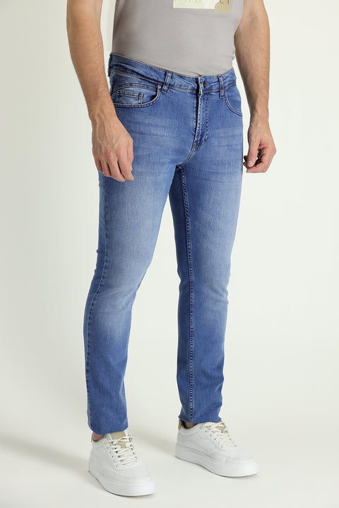 Blue Super Slim Fit Extra Narrow Cut Lycra Denim Pants