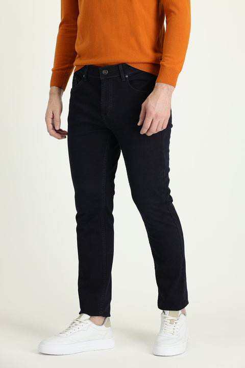 Black Navy 7 Drop Super Slim Fit Extra Narrow Cut Lycra Denim Pants