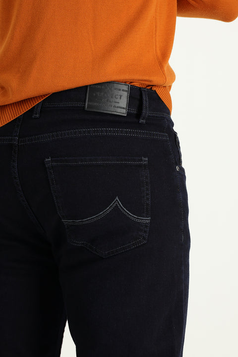 Black Navy 7 Drop Super Slim Fit Extra Narrow Cut Lycra Denim Pants