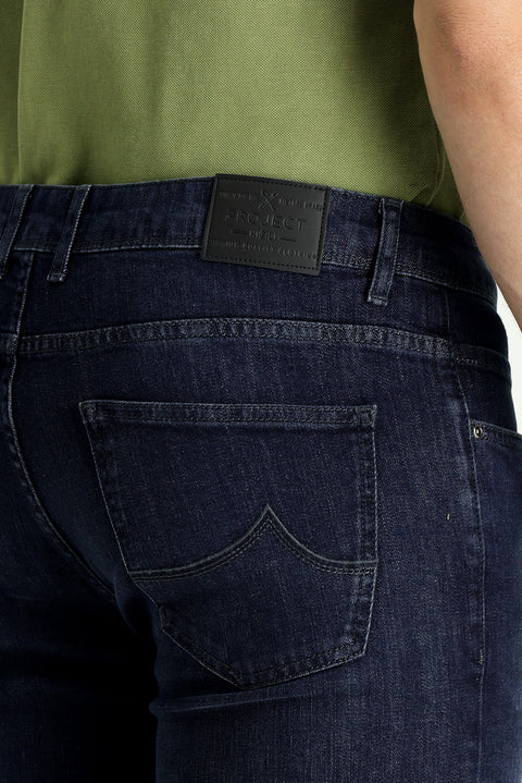 Medium Navy Super Slim Fit Extra Narrow Cut Lycra Denim Trousers