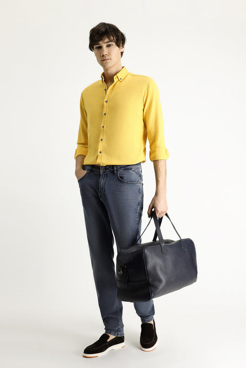 Medium Navy Super Slim Fit Extra Narrow Cut Lycra Denim Trousers