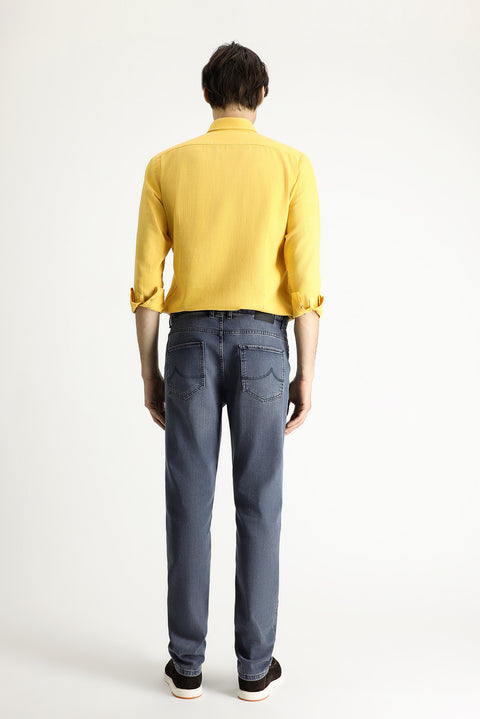Medium Navy Super Slim Fit Extra Narrow Cut Lycra Denim Trousers