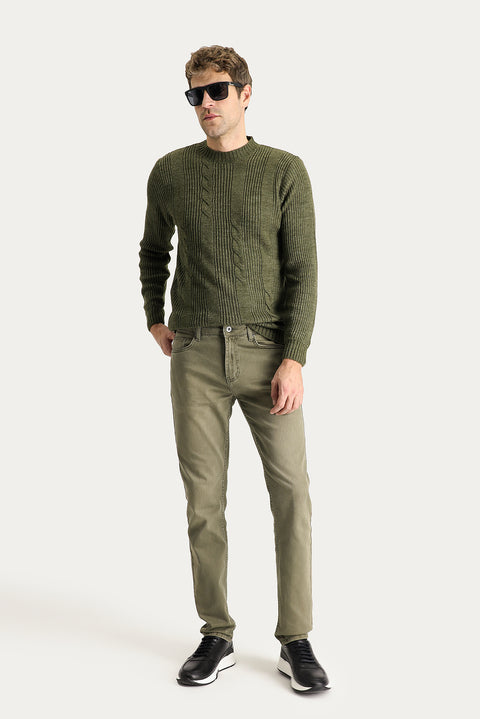 Orta Haki Super Slim Fit Eksra Dar Kesim Likralı Denim Pantolon