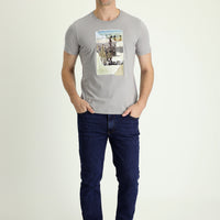 Mid-Dark Blue Regular Fit Standard Cut Lycra Denim Pants