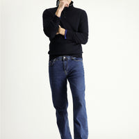 Dark Blue Regular Fit Standard Cut Lycra Denim Jeans