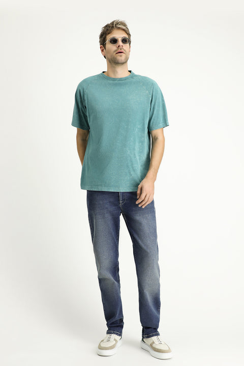 Indigo Regular Fit Standard Cut Lycra Denim Pants