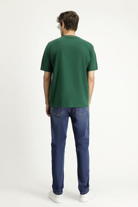 Indigo Regular Fit Standard Cut Lycra Denim Pants