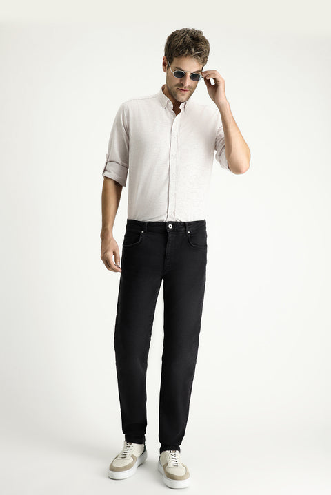 Black Super Slim Fit Extra Narrow Cut Lycra Denim Trousers
