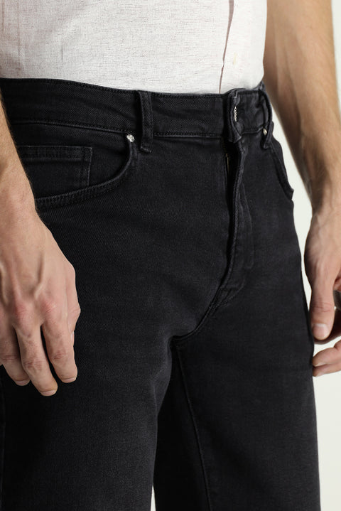 Black Super Slim Fit Extra Narrow Cut Lycra Denim Trousers