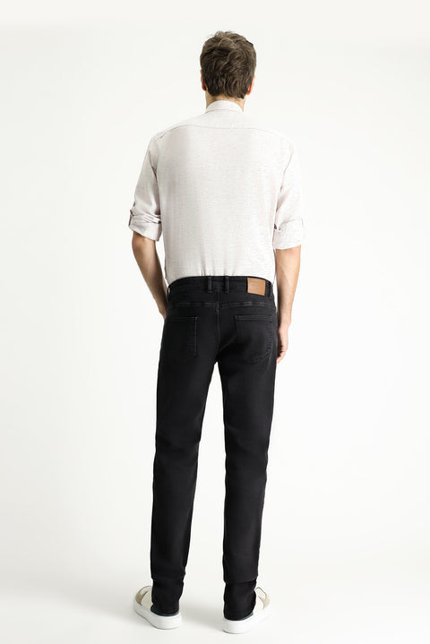 Black Super Slim Fit Extra Narrow Cut Lycra Denim Trousers