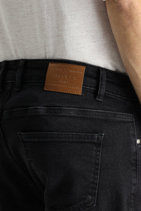 Black Super Slim Fit Extra Narrow Cut Lycra Denim Trousers