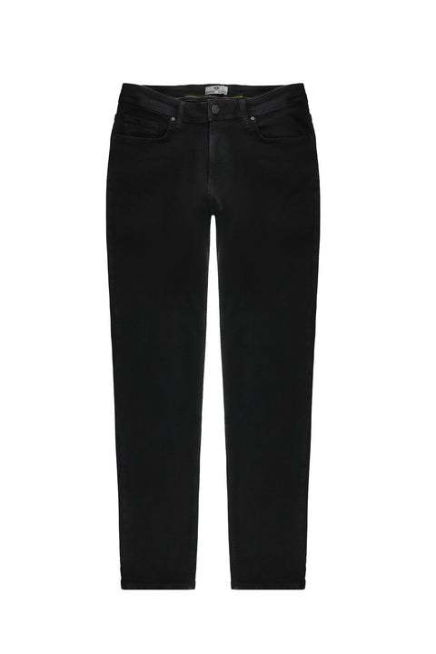 Siyah Regular Fit Standart Kesim Likralı Denim Pantolon