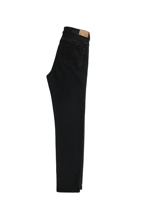 Siyah Regular Fit Standart Kesim Likralı Denim Pantolon