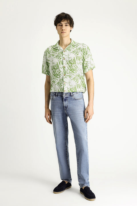 Indigo Regular Fit Standard Cut Lycra Denim Pants