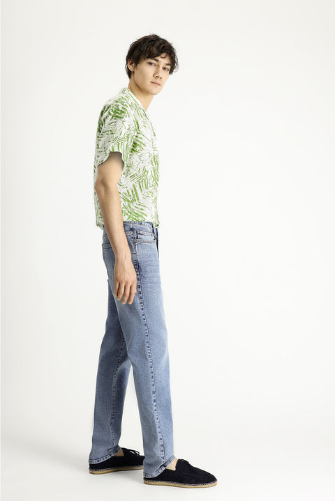 Indigo Regular Fit Standard Cut Lycra Denim Pants