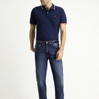 Dark Indigo Regular Fit Standard Cut Lycra Denim Pants