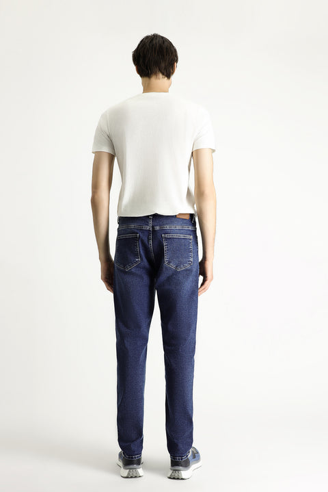 Dark Indigo Regular Fit Standard Cut Lycra Denim Pants