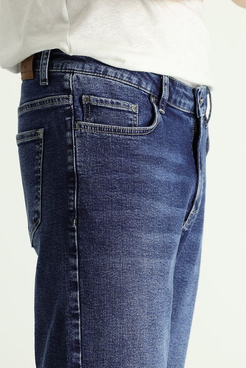 Dark Indigo Regular Fit Standard Cut Lycra Denim Pants