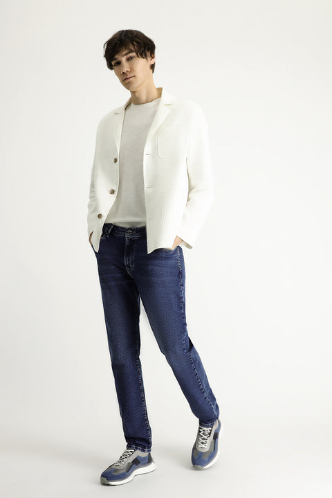 Dark Indigo Regular Fit Standard Cut Lycra Denim Pants