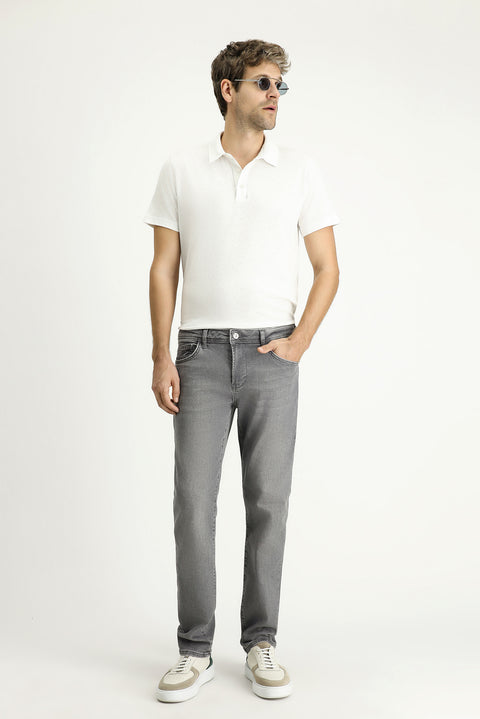 Medium Gray Slim Fit Stretch Denim Pants