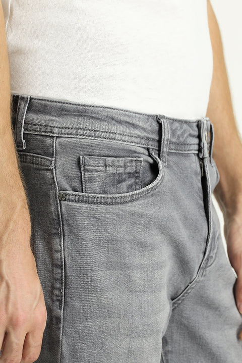 Medium Gray Slim Fit Stretch Denim Pants