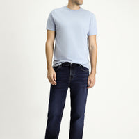 Dark Navy Regular Fit Standard Cut Lycra Denim Trousers