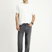 Mid Smoke Regular Fit Standard Cut Lycra Denim Pants