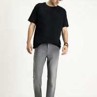 Medium Gray Regular Fit Standard Cut Stretch Denim Pants