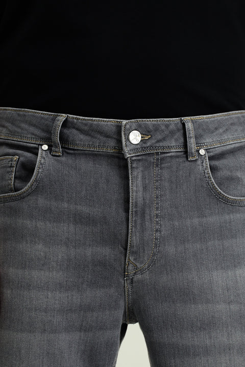 Medium Gray Regular Fit Standard Cut Stretch Denim Pants