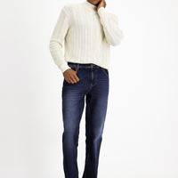 Indigo Regular Fit Standard Cut Lycra Denim Pants