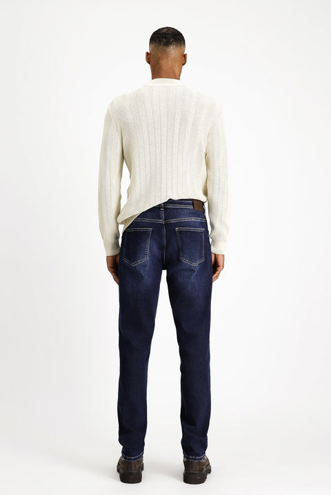 Indigo Regular Fit Standard Cut Lycra Denim Pants