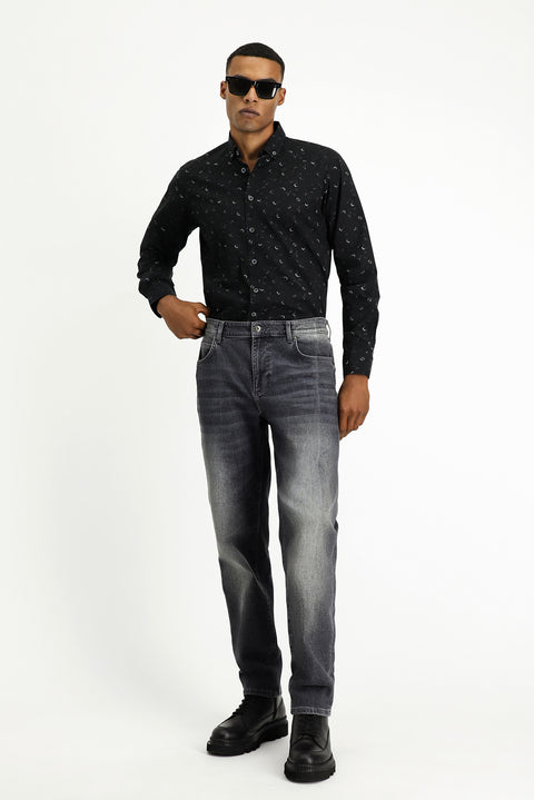 Medium Gray Regular Fit Standard Cut Stretch Denim Pants